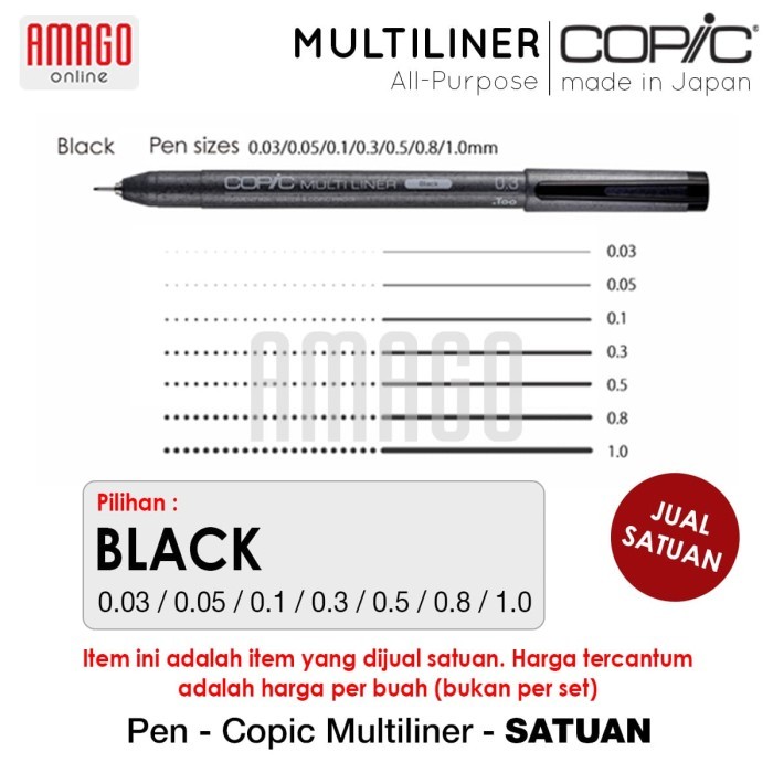 

[New Arrival] COPIC MULTILINER BLACK - SATUAN (0.03/0.05/0.1/0.3/0.5/0.8/1.0) - CMBL - 1.0
