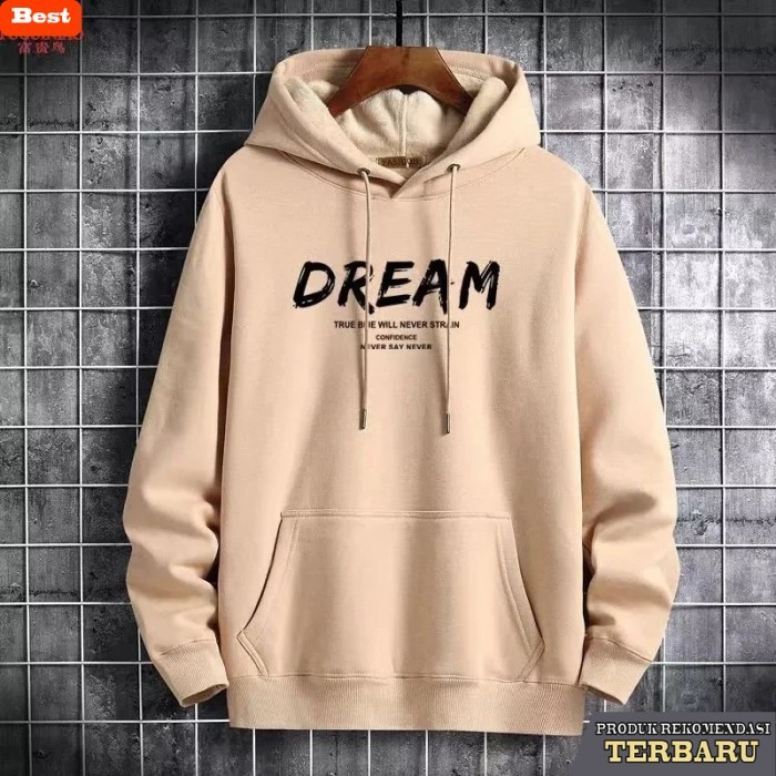 hoodie pria keren DREAM hoodie / Hoodie Pria / Jaket Cowok / Sweater Pria Tebal Hangat - Cream
