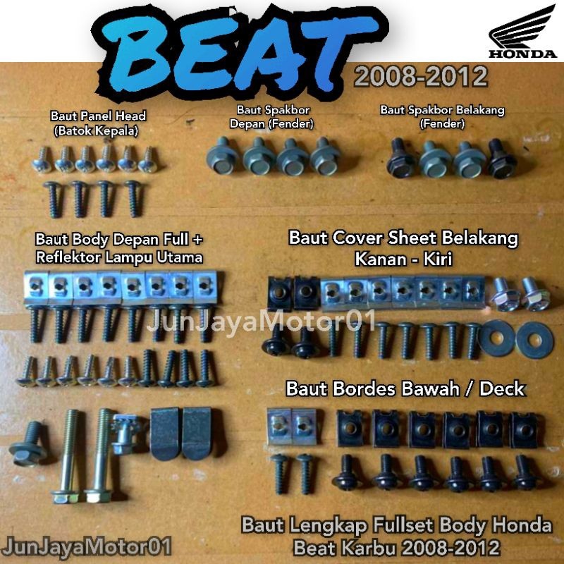 COD / Promo / Original / Baut Full Set Full BodyMotor Honda Beat Karbu 2006-2012 Lengkap