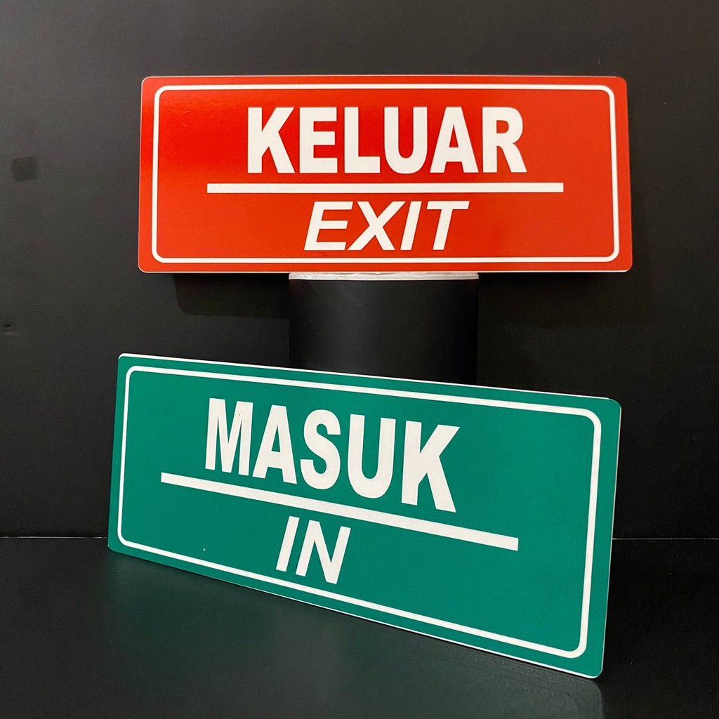 VA Sign Akrilik Tanda MASUK IN (hijau) and OUT(merah) reflektif