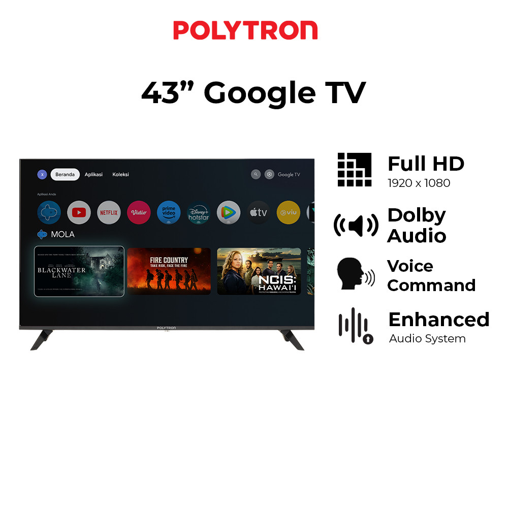 [CIREBON] POLYTRON Smart Cinemax Google TV 43 inch PLD 43RG9059
