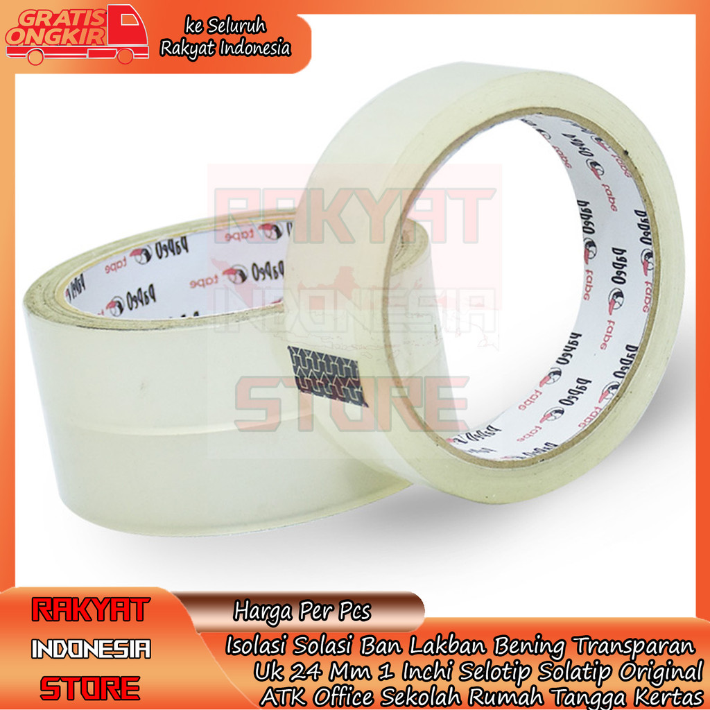 

Selotip Solatip Masking Tape Isolasi Solasi Selasi Ban Lakban Bening Transparan Uk 24 Mm 1 Inchi Kuat Awet Original High Quality Lem Lim Glue Lentur Perekat Rekat Roll Rol Gulung ATK Office Sekolah Rumah Tangga Packing DIY Paket HUM Kado Kardus Kertas