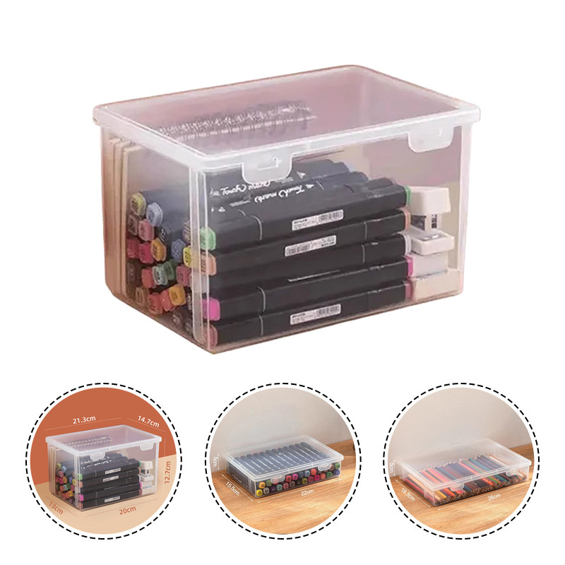 

Pencil Case Large Capacity Transparent Plastic Notebook Sketch Marker Colored Lead Painting Storage Box, Back To School Supplies