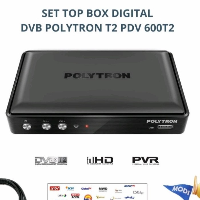 Set top box TV Digital polytron PDV600 DVB T2 STB New - Merk Polytron