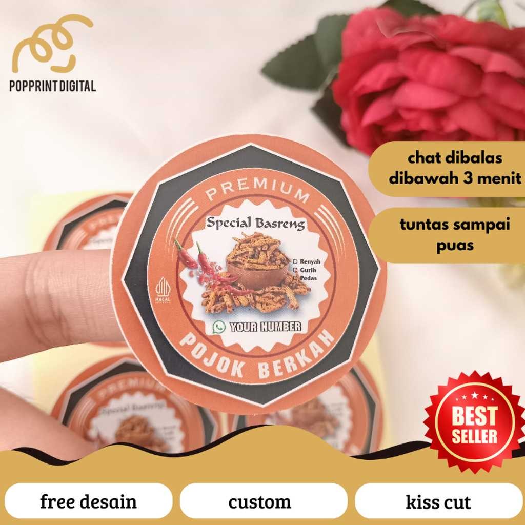 

PopPrints Cetak Stiker Makanan Basreng Pedas Sticker Cemilan Baso Goreng Free Desain Label Custom