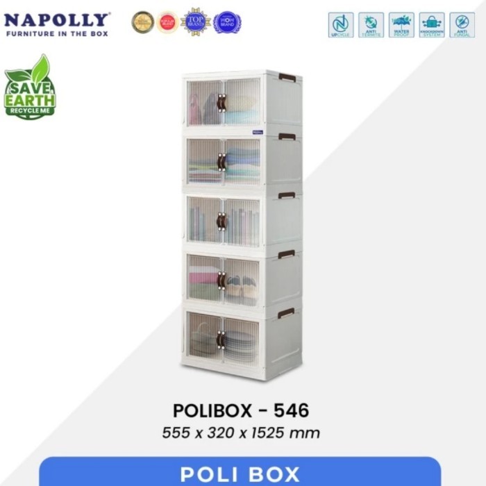 Lemari Lipat Plastik 5 susun Napolly Polibox Roda/Rak 5 ssn Serbaguna