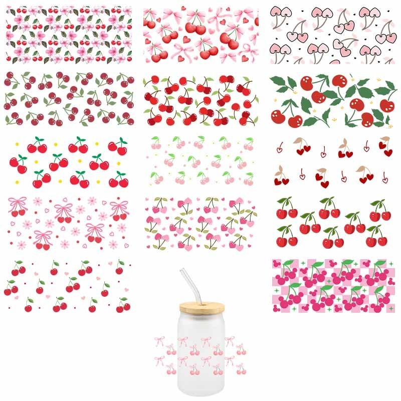 

Cherry Fruit Uv Dtf Transfer Stickers Waterproof Beautiful Colorful Scratch Resistant Uv Dtf Decals For Cup Custom Design