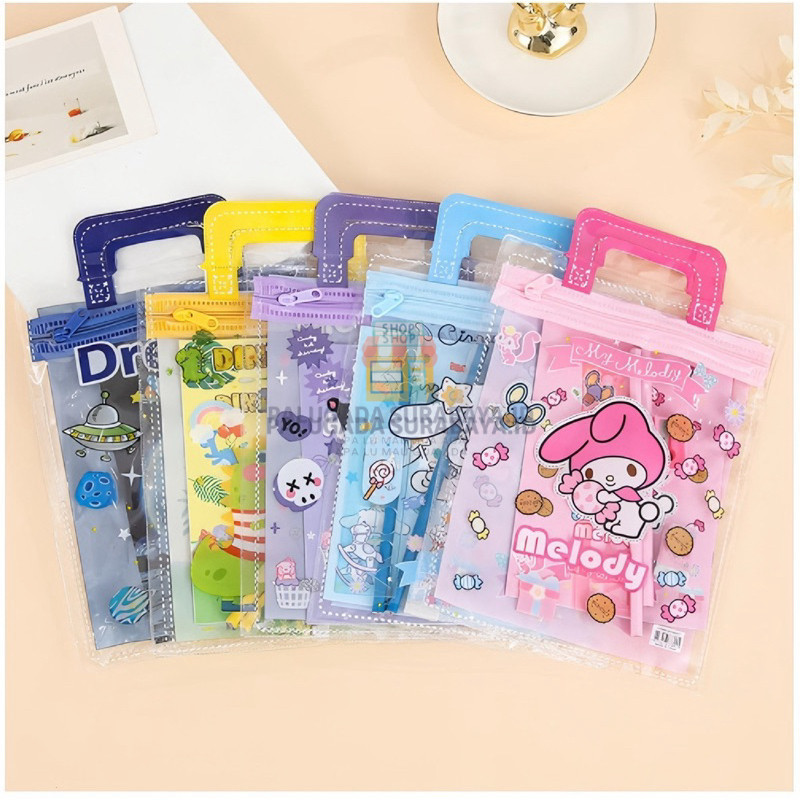 

⭐ PGS ⭐️ Alat Tulis Sekolah Set 6 in 1 Motif Sanrio Labubu Pouch Souvenir Hadiah Anak
