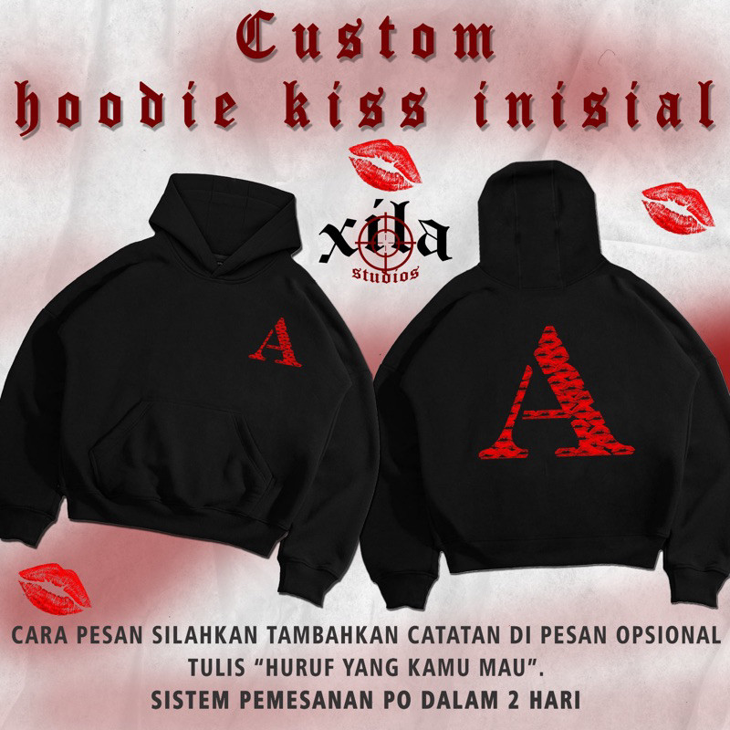 Jaket Hoodie Fleece Vintage Kiss Inisial Custom