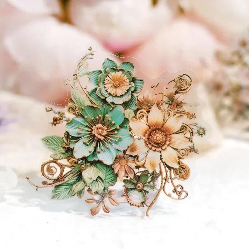 

20Sheets Flowers Collection 3D Flower Handbook Decoration Material Scrapbook Stationery 138*87mm Sticker Pack Spring