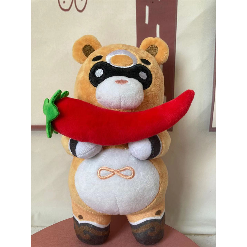 Genshin Impact Plushie Xiangling Guoba Plush Toy Cartoon Racoon Stuffed Animal Soft Bear Doll Gift f