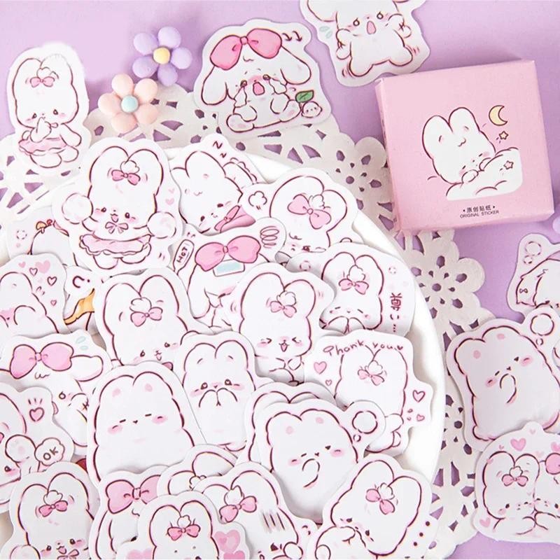 

45PCs/pack Cute Rabbit Stickers Daily Kawaii Decoration Planner DIY Scrapbooking Stationery Diary Adhesive Stickers Kids Gift