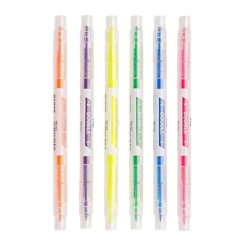 

6pcs Highlighter Markers - Red/Orange/Yellow/Green/Blue/Purple Vibrant Bright Ink Highlighters, Chisel Tip, No Bleed & Smear
