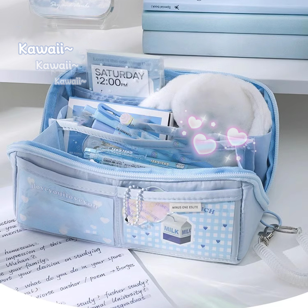 

Kawaii Ten-layer Large Capacity Pen Case Minimalist Niche Pencil Stationery Box Storage Bag School Office Supplies Stationery