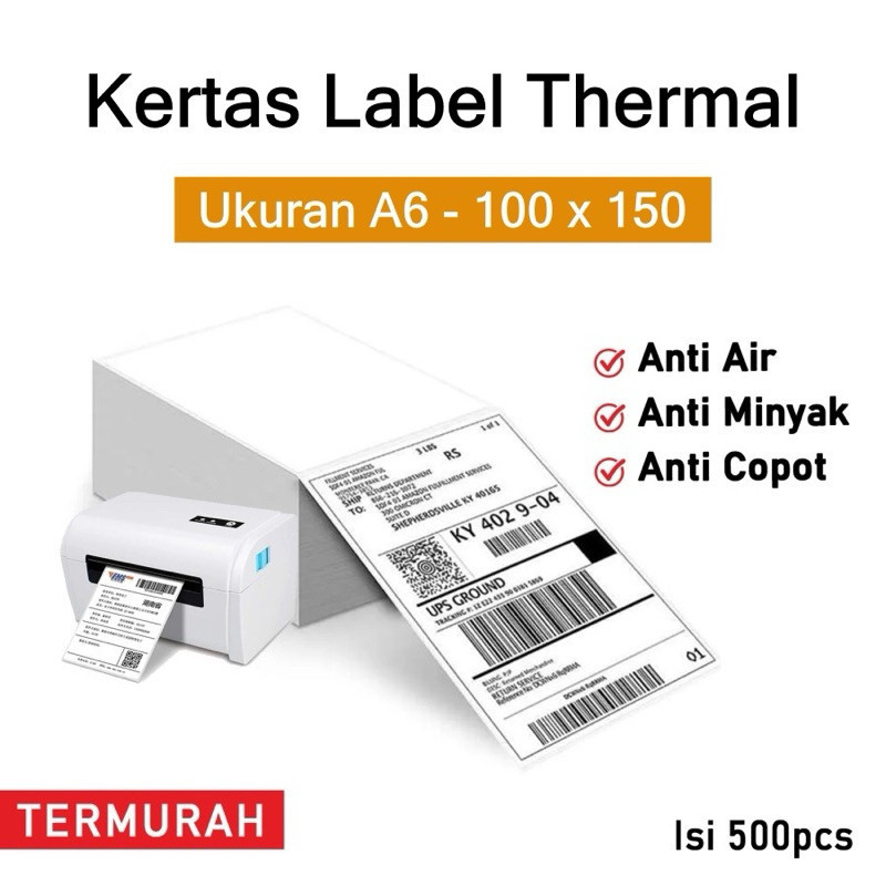 

[COD] LABEL THERMAL 100x150 (500 pcs) - Kertas Stiker A6 isi 500 lembar Barcode A6 100 x 150 Resi Lipat Sticker Model Lipat Hasil Print Terang dan tebal premium - TRUFORA