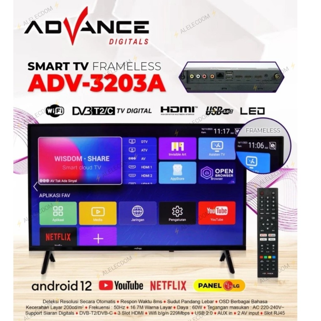 Advance Tv led Android 32" 3203A / Led Tv Android Advance 32 Inch