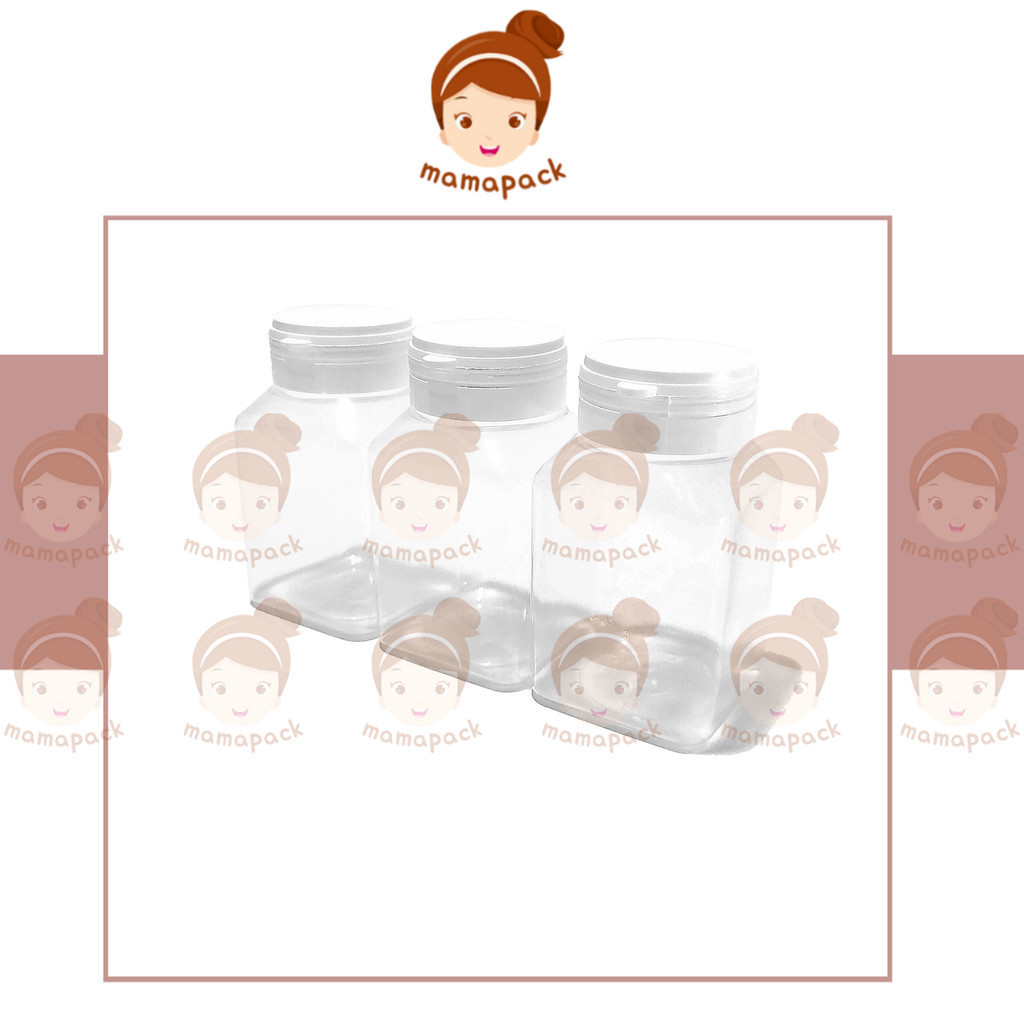Botol Kapsul Obat Herbal 60 Kotak PET – Bening & Putih | Kapasitas 60 Kapsul, 120ml, Model Kotak PET