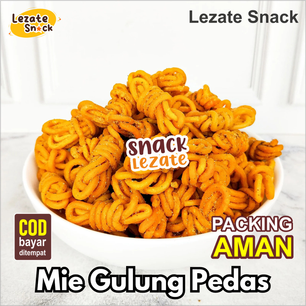 Mie Gulung Pedas 1 KG Renyah Enak Murah / Mi Gulung Viral Pedas Manis Daun Jeruk / Mi Lilit Gehel Ra
