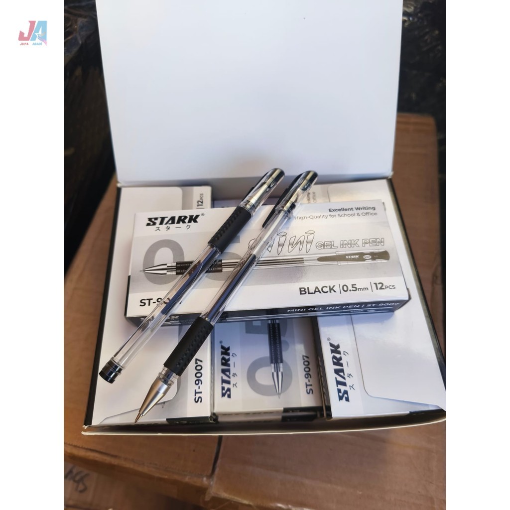 

JayaAbadi88/ 1 Pack isi 12pcs PEN GEL Stark 0,5mm / 0,4mm Hitam / Pulpen / Pena / Bolpoin Gel Ink Black