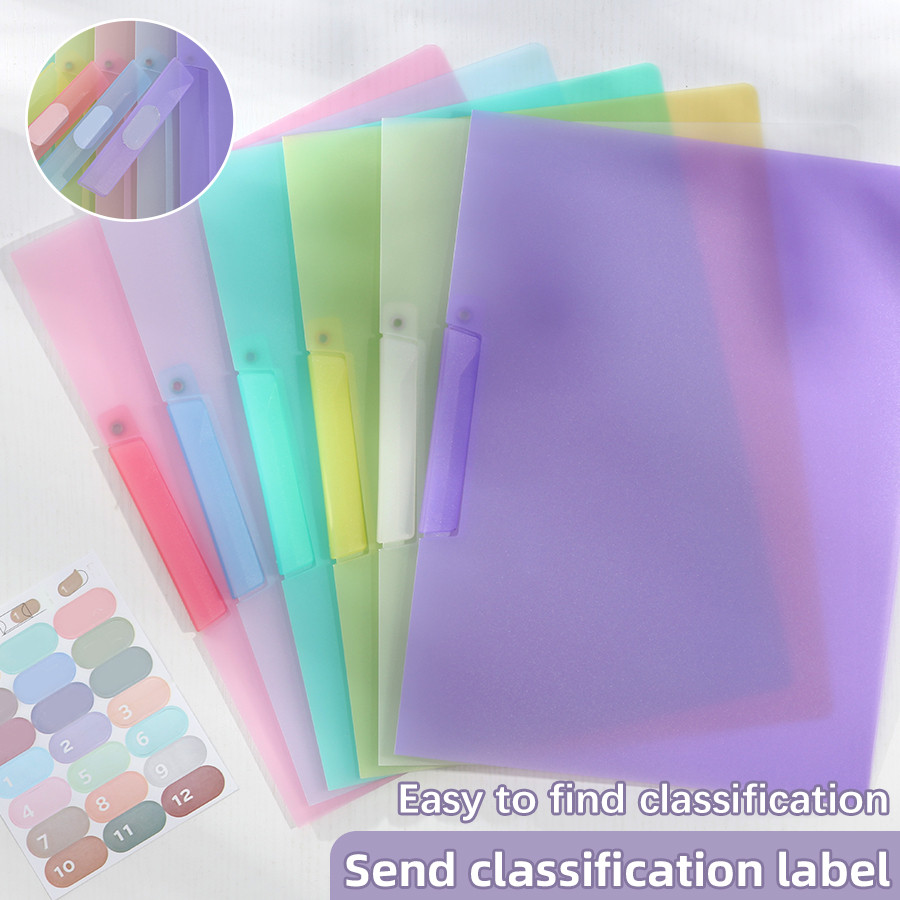 

A4 Transparent Rotate Folder Side Open Button Student Test Paper Storage Conference Report Folder