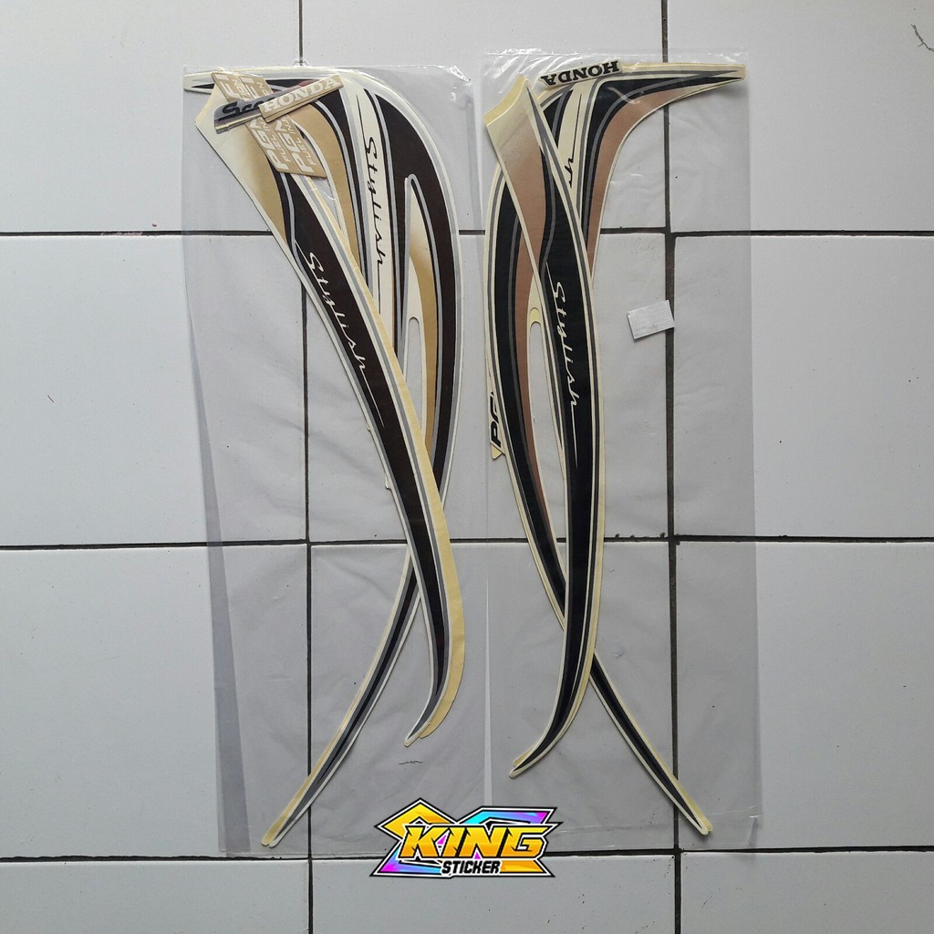 Stiker striping Honda Scoopy stylish 2014 putih cream