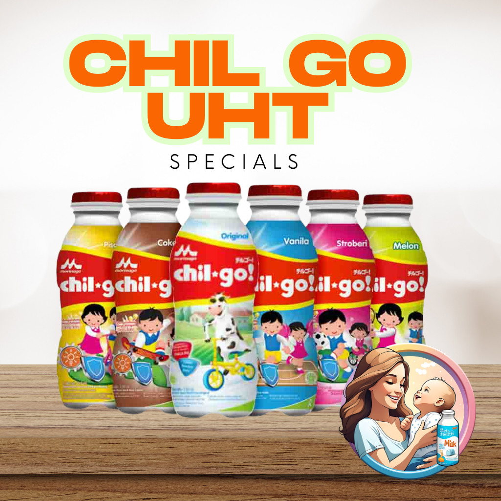 Chil Go UHT 6 Botol Susu Cair Rasa Coklat Vanilla Strawberry Dari Morinaga