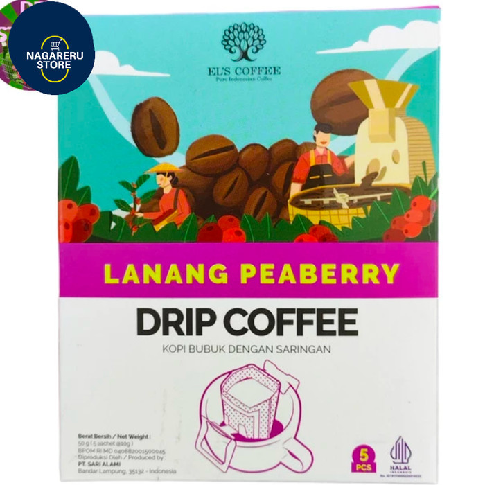 

El's coffee lanang peaberry drip coffee (kopi bubuk dengan saringan 50 gr (10 x 5 sachet)