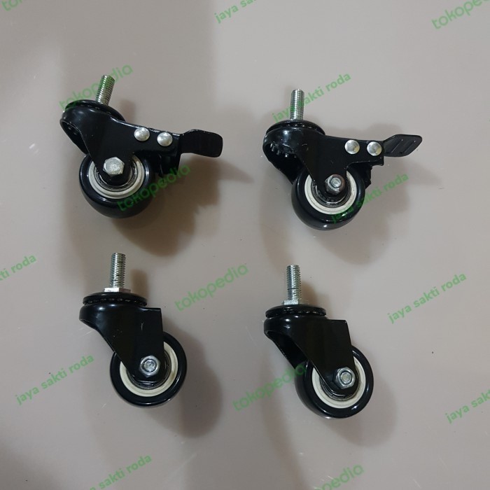 

Roda Lemari / rak Srew / Drat 1,5 inch pu black ( 2 rem 2polos)