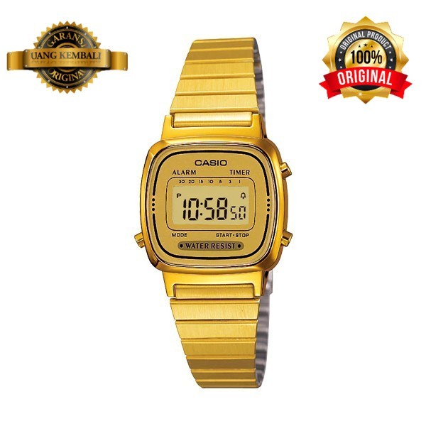 Original Jam Tangan Wanita Digital Stainless Steel Rantai Casio Original LA670WGA LA670WA LA680WA Go