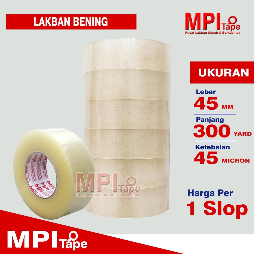 

1 Slop - Lakban Bening 45 mm x 300 Yard - Lakban Packing JUMBO - MPI