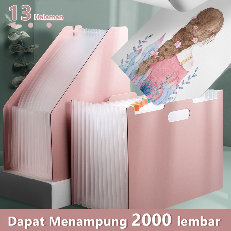 

Standing file A4/ File folder document bag/ Tas document file 13 sekat Desktop File Organiser/ Desktop File Organiser /Free Stickers