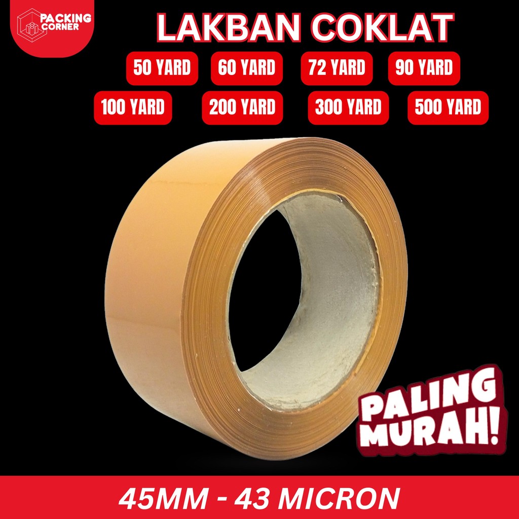 

Lakban Coklat 45MM 2 Inch 50 60 72 90 100 200 300 500 Yard Plakban Isolasi 2” OPP Tape ATK