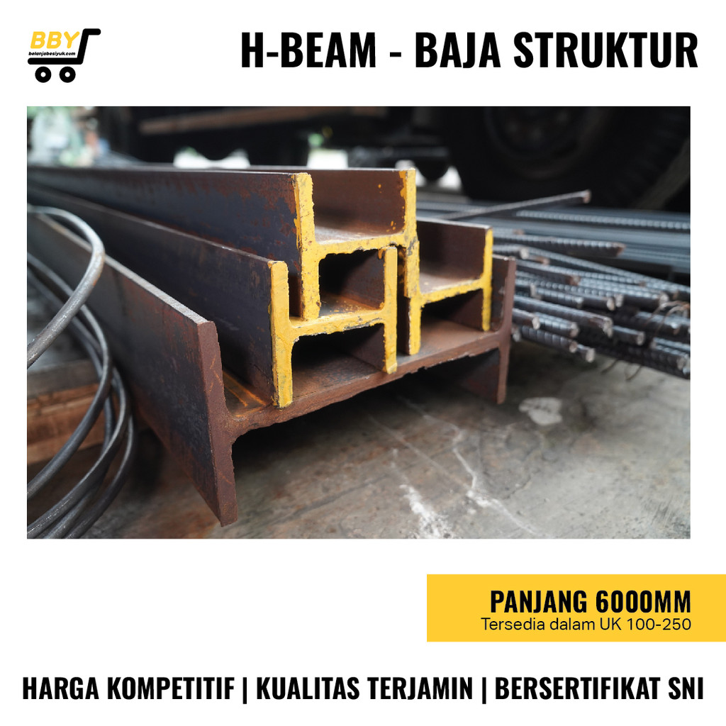 H-Beam - Besi Baja Kanal H X 6 Meter Merk GG