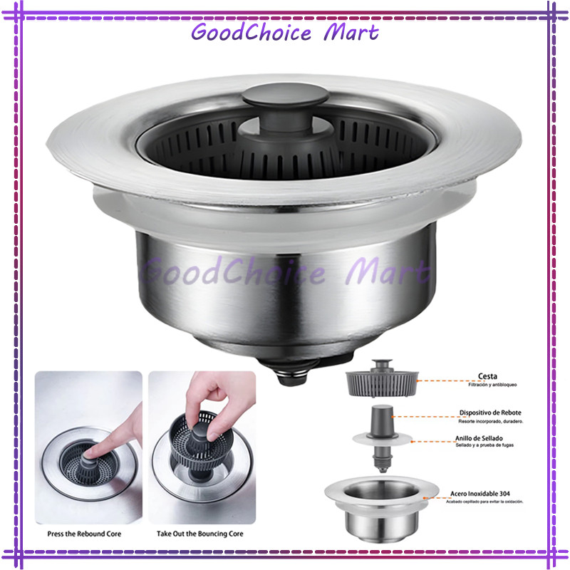 Saringan Wastafel Dapur / Kepala Wastafel Pencet / Saringan Pembuangan / Saringan Wastafel Bahan