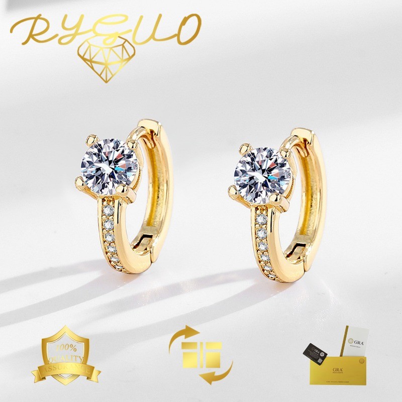RYGUO Anting-Anting Fashion Baru Moissanite Penjualan Panas Emas