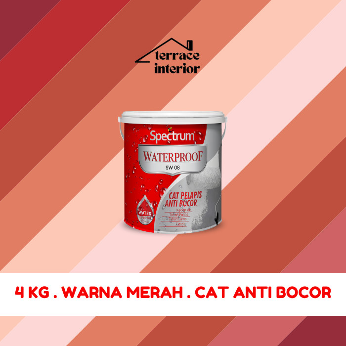 Cat Pelapis Anti Bocor Spectrum Waterproof Warna Merah 4 KG