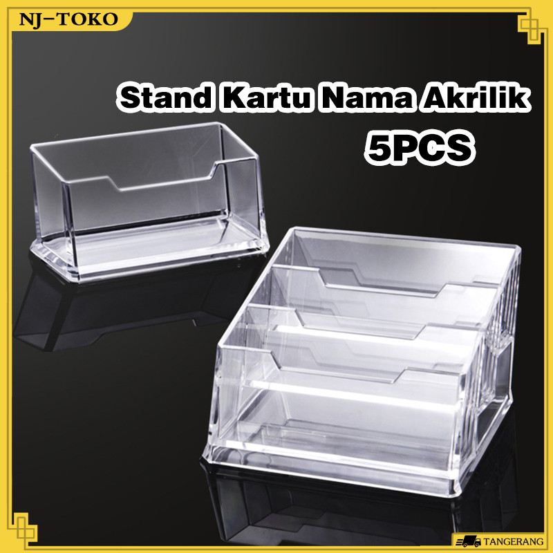 

5PCS Rak Kartu Name Tag Susun Transparan Stand Kartu Nama Akrilik Tahan Lama Display Meja Kantor Bisnis