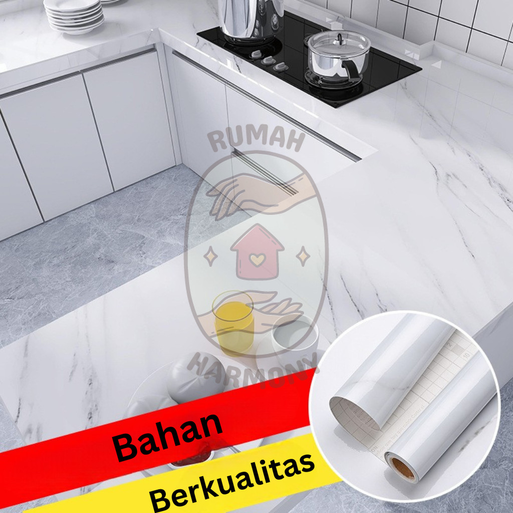 Sticker Dapur Sudah Dengan Perekat Anti Panas 3m x 60cm Motif Marmer Marble Granit Mewah JJ206