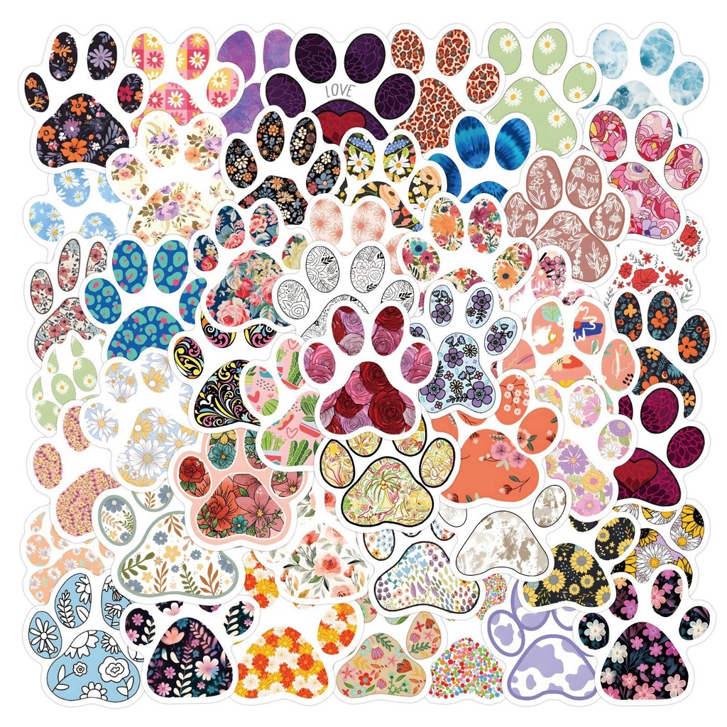 

10/30/60pcs Animal Paw Flower Stickers Graffiti for DIY Scrapbooking Decor Stationery Phone Laptop Guitar Suitcase Skateboard