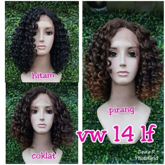 wig lace rambut palsu keriting pendek
