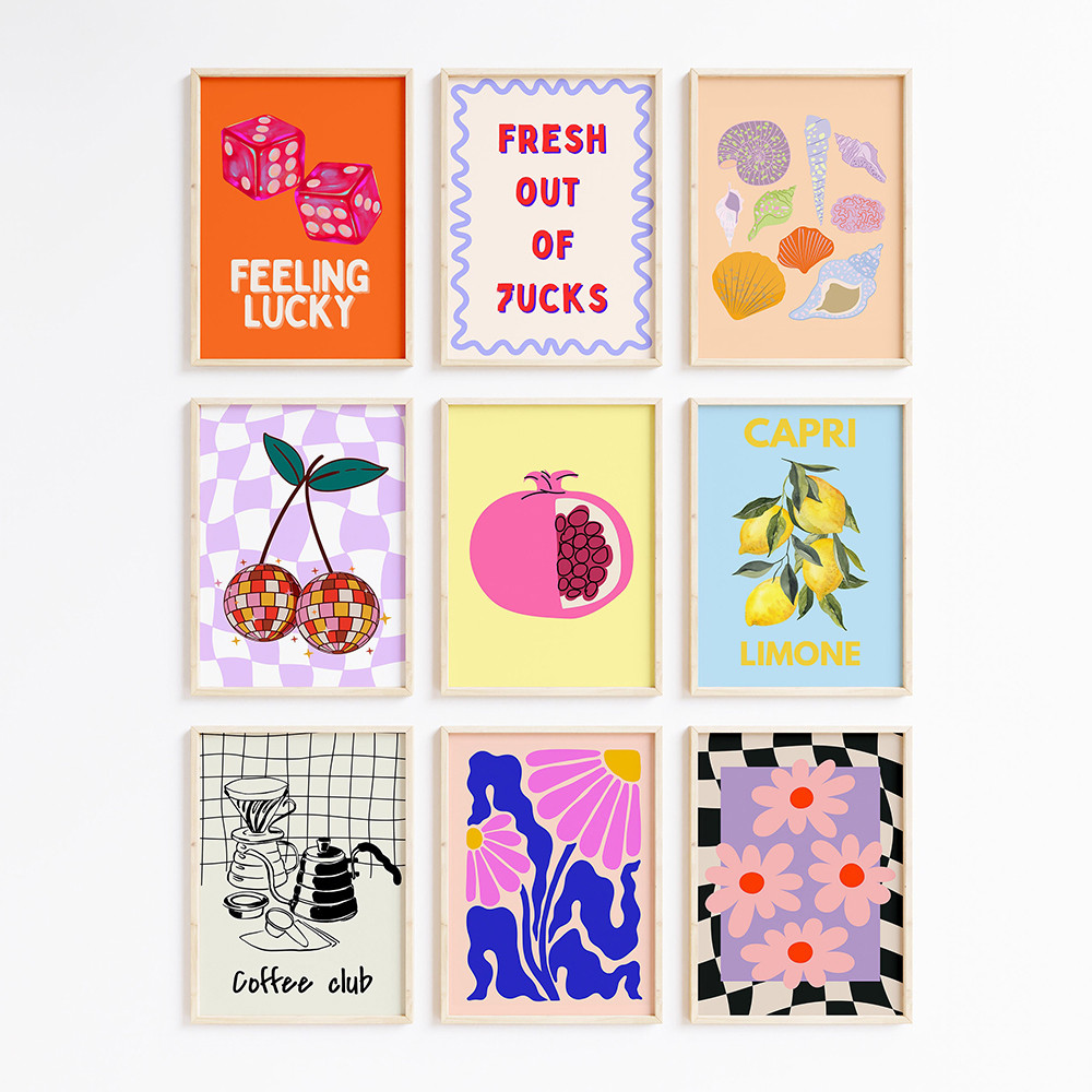 

Simplicity Vintage Color Cartoon Print Canvas Posters Wall Art Poster Home Decor Canvas Print Painting Kitchen Bedroom Decor