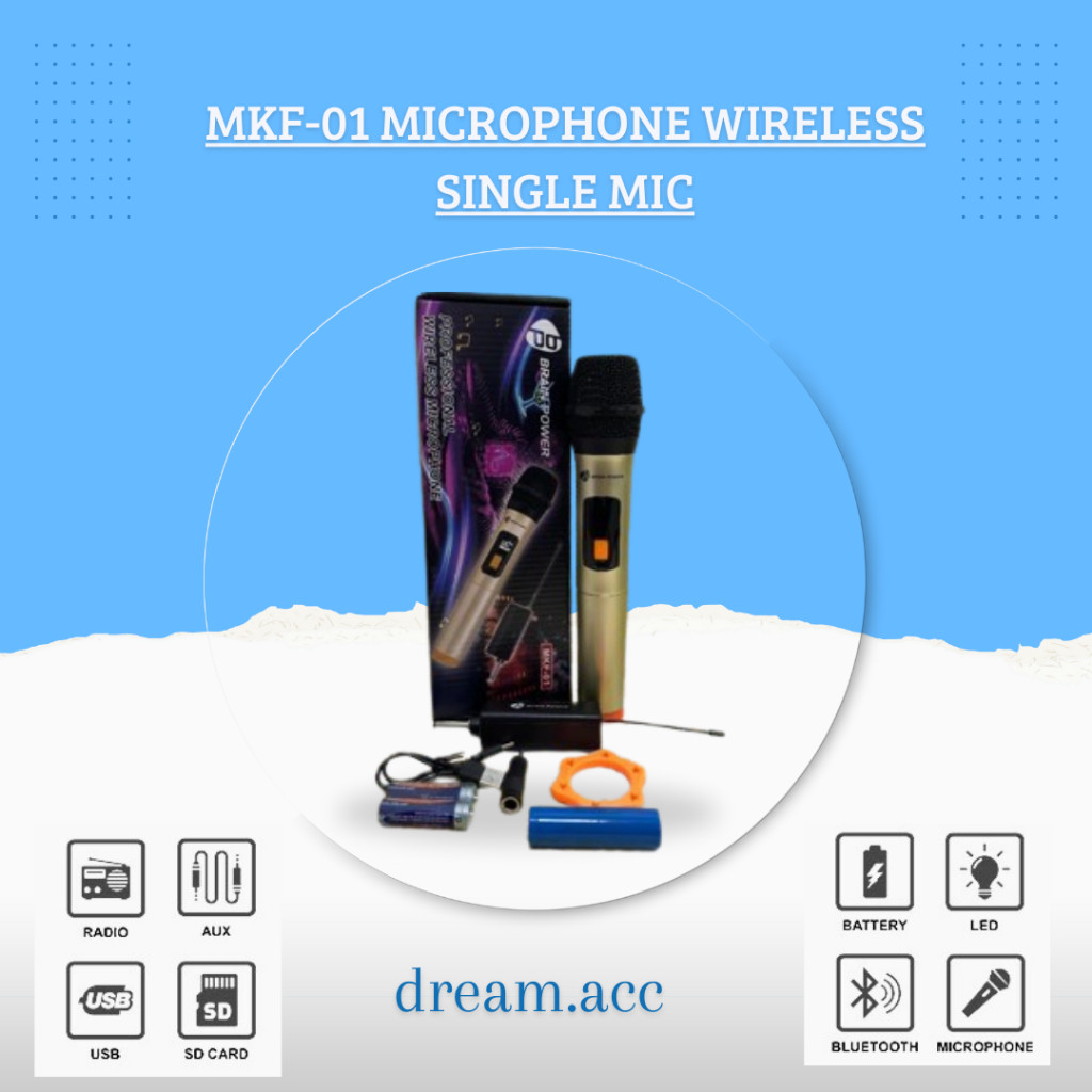 MKF-01 MICROPHONE WIRELESS MIC KARAOKE SINGLE MIC