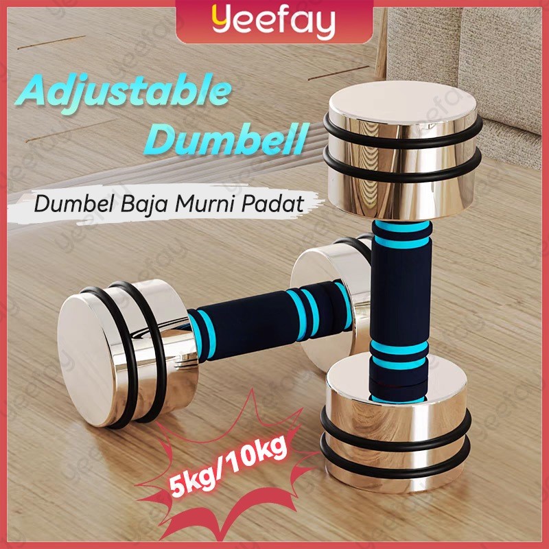Beli 1 Gratis 1Adjustable Dumbell 5kg-10kg Dumbell Barbel Stainless Steel 2 PCS Peralatan Fitness Du