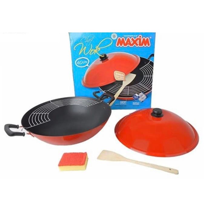 MAXIM CHEF WOK WAJAN / KUALI TEFLON ANTI LENGKET 40 CM