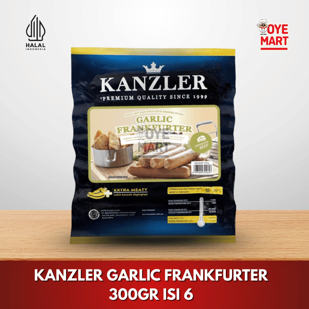 

KANZLER GARLIC FRANKFURTER 300GR ISI 6 SOSIS SAPI DAN AYAM RASA BAWANG PUTIH