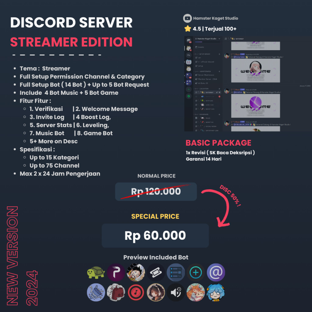 DISCORD SERVER STREAMER EDITION | FULL SETUP  BOT | SERVER DISCORD FULL SETUP  - HK Studio