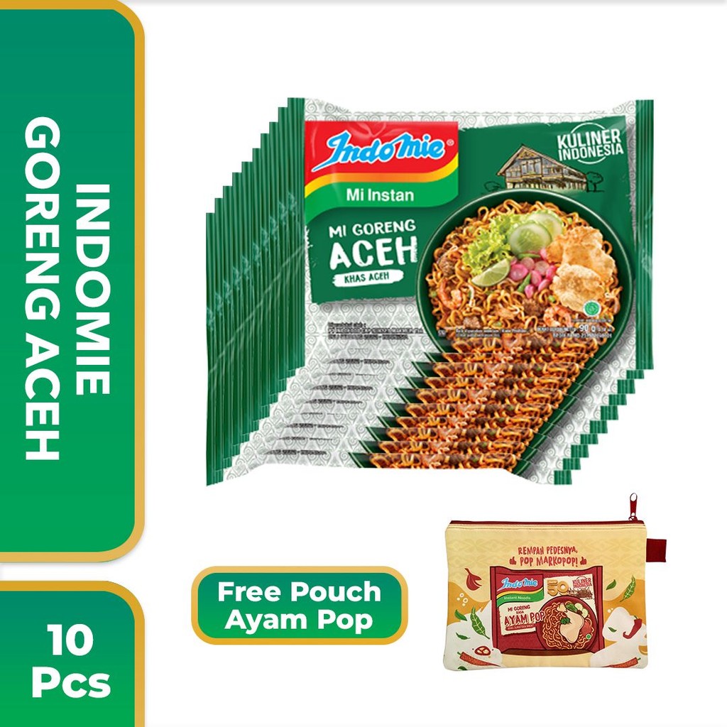 

10 Pcs - Indomie Mie Goreng Aceh Free Pouch Ayam Pop