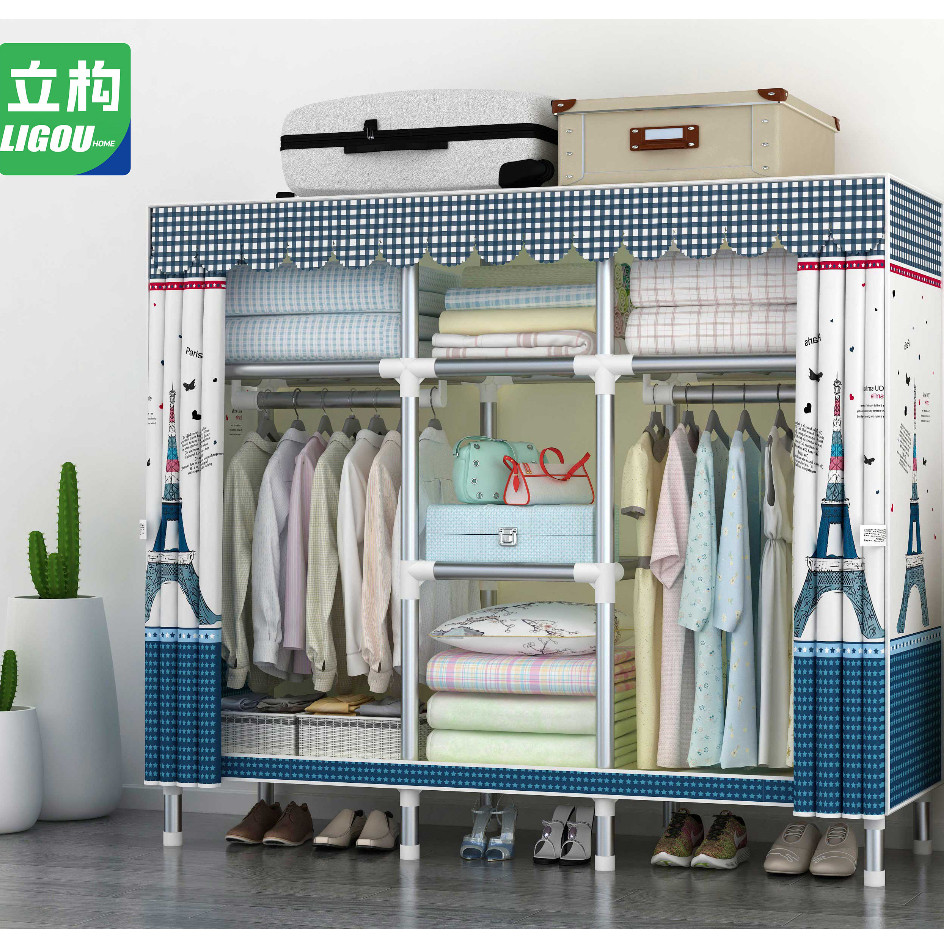 【26MM Tube 】Lemari Baju Gantung 26MM Pipa Baja Lemari Pakaian Portable Tabung Baja Lemari Baju