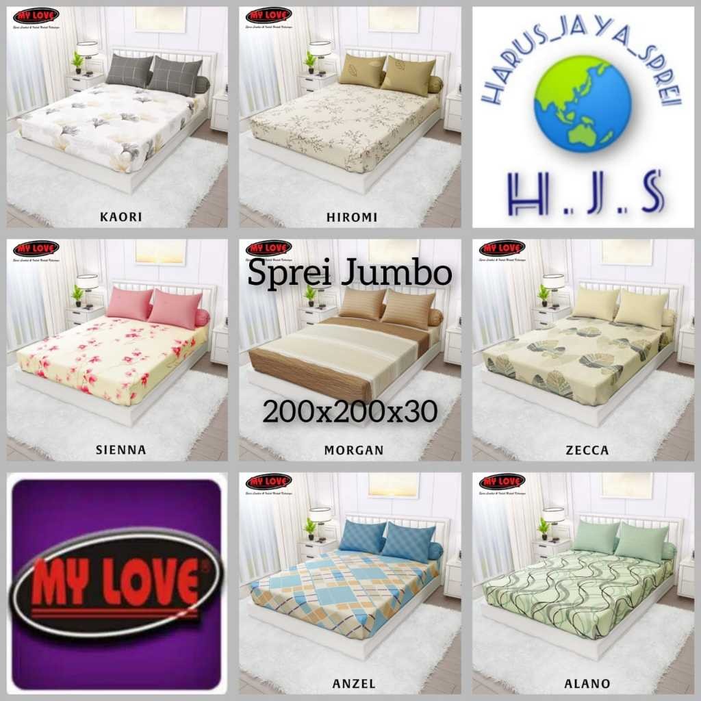TERLARIS SPREI MY LOVE JUMBO 200x200 T.30 EXTRA KING SIZE SPREI KATUN TERBARU