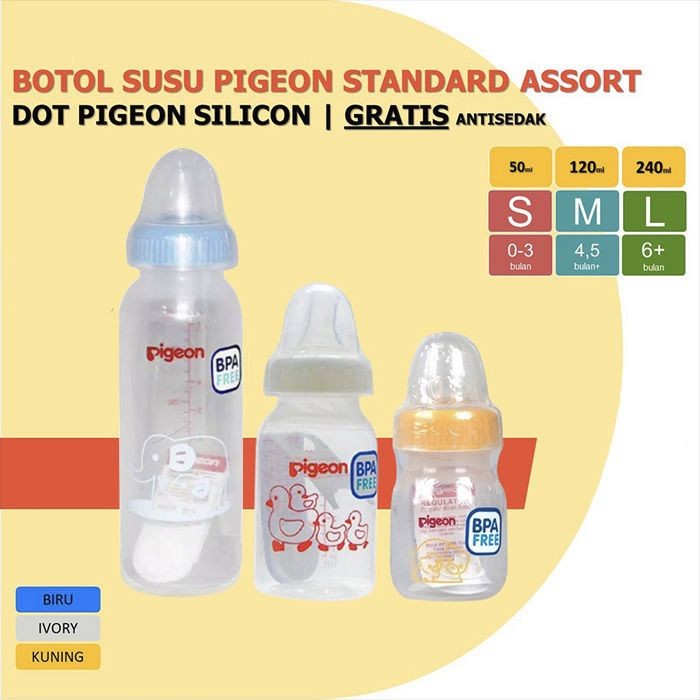 Pigeon Botol Susu Bayi Assorted Standard | Dot Nipple Original Pigeon